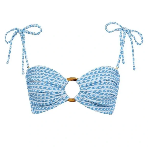 Montce Swim Bikini Set NWT Wave Repeat Tori Ties Bandeau Top & Lulu Bottoms S - Picture 11 of 13